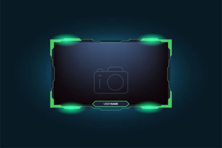 Illustration for Green screen overlay vector on a dark background. Live gaming screen panel and frame design with light effect. Creative streaming overlay vector with screen border for online gamers. - Royalty Free Image