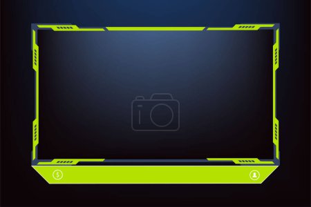 Illustration for Live streaming overlay vector for online gamers. Online gaming frame vector with green color. Futuristic screen border design with an offline screen. Live broadcast screen decoration with buttons. - Royalty Free Image