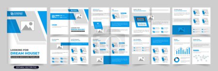 Modern home selling business promotional brochure template vector for marketing. Real estate agency portfolio and magazine layout design with photo placeholders. House sale business overview booklet.