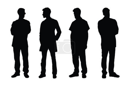 Man physician wearing aprons and standing silhouette bundles. Scientist boys with anonymous faces. Male doctor and surgeon silhouette collection. Male doctor silhouette on a white background.