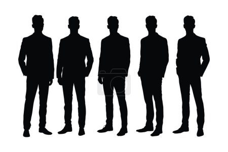 Male lawyers and counselors with anonymous faces. Men lawyers wearing uniforms and standing silhouette bundles. Male counselor silhouette on a white background. Lawyer Boys silhouette collection.