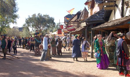 Photo for Gold Canyon, AZ - Feb 12, 2023: Participants at the Arizona Renaissance Festival, a Renaissance themed amusement park and fair located in Gold Canyon, East of Phoenix. - Royalty Free Image