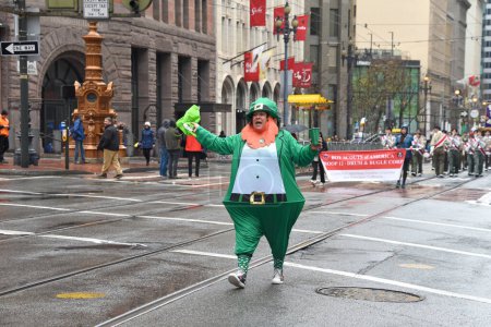 Photo for San Francisco, CA - March 11, 2023: Unidentified participants 2023 Saint Patrick's Day Parade, the West Coast's largest Irish event celebrating Irish culture - Royalty Free Image