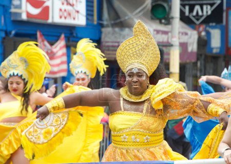 San Francisco, CA - May 28, 2023: Unidentified participants in the 45th annual Carnaval Grand Parade in the Mission District.