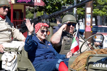 Photo for San Francisco, CA - Oct 8, 2023: Participants in the 155th annual Italian Heritage Parade,  celebrating the accomplishments and culture of all Italian Americans. - Royalty Free Image