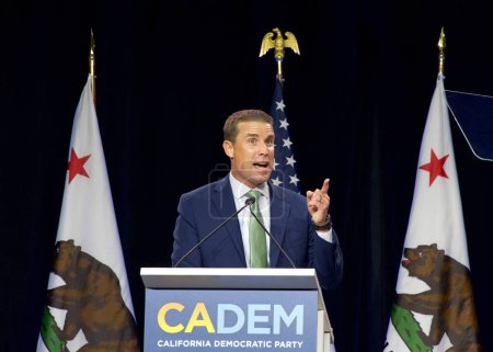 Photo for Sacramento, CA - Nov 18, 2023:State Senator Mike McGuire speaking at the CADEM Endorsing Convention General Session Saturday morning. - Royalty Free Image