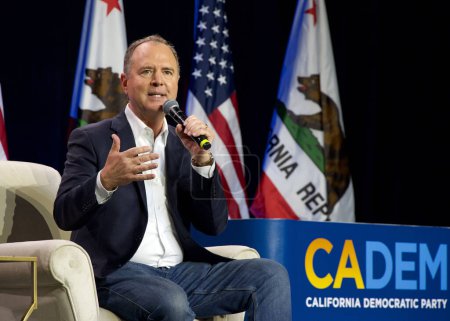 Photo for Sacramento, CA - Nov 18, 2023: Adam Schiff speaking at the CADEM Endorsing Convention General Session Senate Candidate Interviews Saturday afternoon. - Royalty Free Image