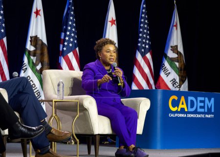Photo for Sacramento, CA - Nov 18, 2023: Barbara Lee speaking at the CADEM Endorsing Convention General Session Senate Candidate Interviews Saturday afternoon. - Royalty Free Image