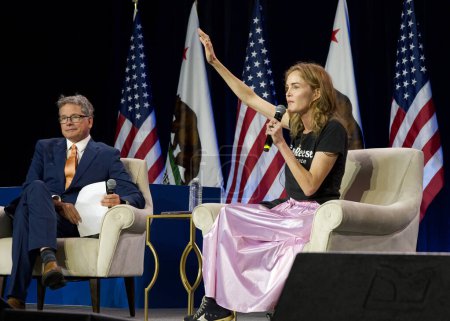 Photo for Sacramento, CA - Nov 18, 2023: Lexi Reese speaking at the CADEM Endorsing Convention General Session Senate Candidate Interviews Saturday afternoon. - Royalty Free Image