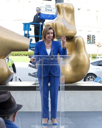 Photo for San Francisco, CA - Dec 15, 2023: Nancy Pelosi speaking at the street dedication ceremony for Michael Tilson Thomas, music director laureate. - Royalty Free Image