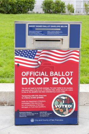 Photo for San Francisco, CA - March 01, 2024: Official Ballot Drop Box outside City Hall. California sends a vote by mail ballot to every registered voter. - Royalty Free Image