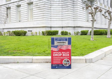 Photo for San Francisco, CA - March 01, 2024: Official Ballot Drop Box outside City Hall. California sends a vote by mail ballot to every registered voter. - Royalty Free Image