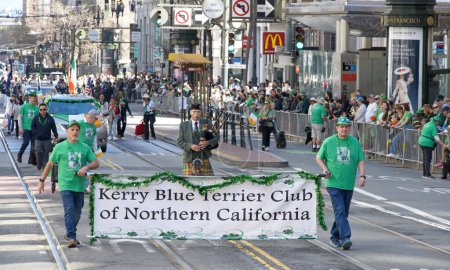 Photo for San Francisco, CA - March 16, 2024: Unidentified participants in the 173rd annual St Patricks Day parade. The West Coasts largest Irish even celebrating Irish culture - Royalty Free Image