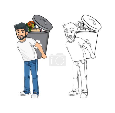 Cartoon Character and Trash Design Illustration vector eps format , suitable for your design needs, logo, illustration, animation, etc.