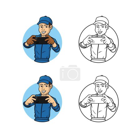 Cell Phone Technician Character Design Illustration vector eps format suitable for your design needs logo illustration animation etc