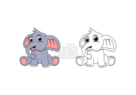 Elephant Cartoon Character Design Illustration vecteur eps format adapté à vos besoins de conception logo illustration animation etc