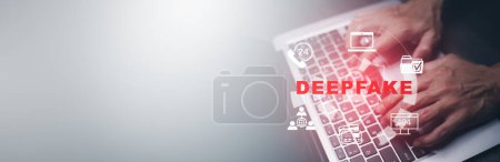 Téléchargez les photos : Concept Deepfake, Suivi du visage, technologie de détection et de reconnaissance, Système de sécurité. - en image libre de droit
