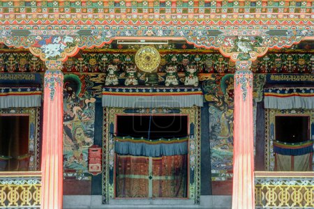 Photo for Paintings and decorated door at the Rumtek Monastery, Rumtek Sikkim, India - Royalty Free Image