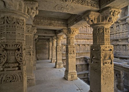 Photo for 27 Jan 2010 God and goddesses sculptures at stepwell Rani ki vav, an intricately constructed historic site in Gujarat, India. A UNESCO world heritage site Patan North Gujarat India - Royalty Free Image