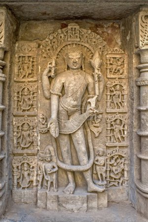 Photo for 03 04 2019 Sculpture at Rani Ki Vav constructed by Queen Udayamati wife of King Bhimdeva  UNESCO World Heritage SitesPatan North Gujarat INDIA. - Royalty Free Image