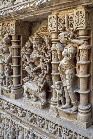 Photo for 03 04 2019 Sculpture at Rani Ki Vav constructed by Queen Udayamati wife of King Bhimdeva  UNESCO World Heritage SitesPatan North Gujarat INDIA. - Royalty Free Image