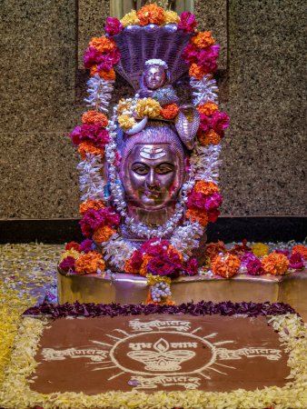 08 18 2019 Vintage Shree Shiva Idol at small temple Ghatkopar Mumbai Maharashtra India.Asia.