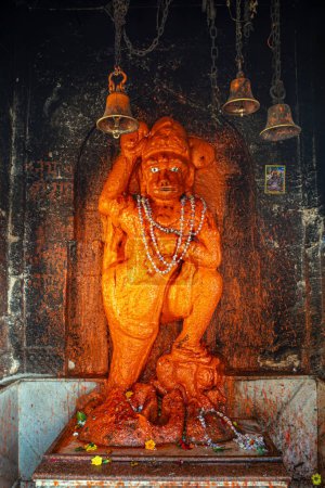 01 08 2018 Vintage Old Hanumanji Maruti Hinduismus Gott in Seite Mahakali Tempel Komplex Chandrapur, Maharashtra, Indien, Asien.