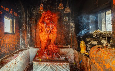 01 08 2018 Vintage Old Hanumanji Maruti Hinduismus Gott in Seite Mahakali Tempel Komplex Chandrapur, Maharashtra, Indien, Asien.