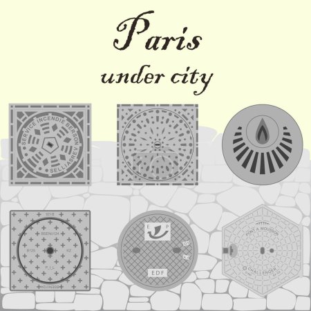 colección vectorial de alcantarillas de París