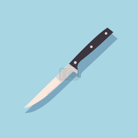 A black and white knife on a blue background