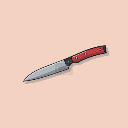 Téléchargez les illustrations : Un couteau rouge et noir sur fond rose - en licence libre de droit