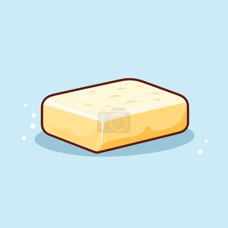 Illustration for A piece of bread sitting on top of a blue surface - Royalty Free Image