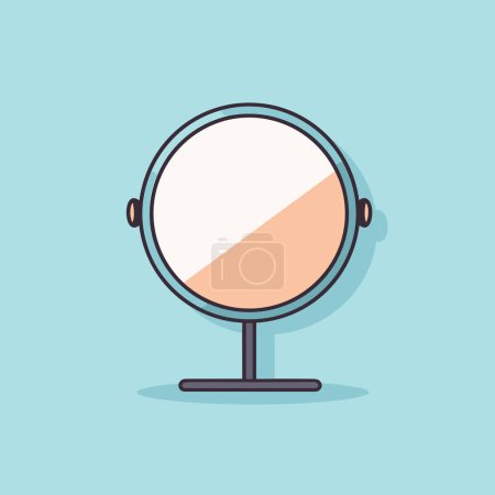 Illustration for A round mirror on a stand on a blue background - Royalty Free Image
