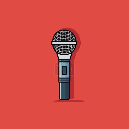 Illustration for A microphone on a red background - Royalty Free Image