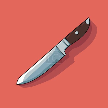 Illustration for A knife with a brown handle on a red background - Royalty Free Image