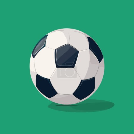 Téléchargez les illustrations : Un ballon de football noir et blanc sur fond vert - en licence libre de droit