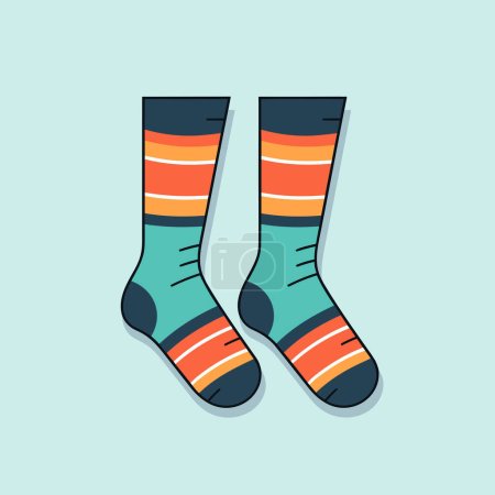 Ein Paar Socken mit bunten Streifen darauf
