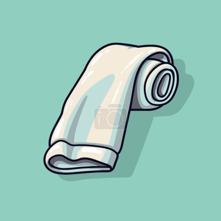 Illustration for A rolled up toilet paper on a blue background - Royalty Free Image