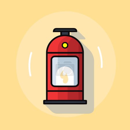 Ilustración de Un extintor rojo sobre fondo amarillo - Imagen libre de derechos