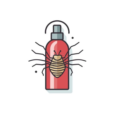 Illustration for A red spray bottle with a bug on it - Royalty Free Image