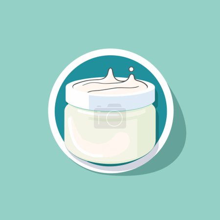 Illustration for A jar of cream on a green background - Royalty Free Image