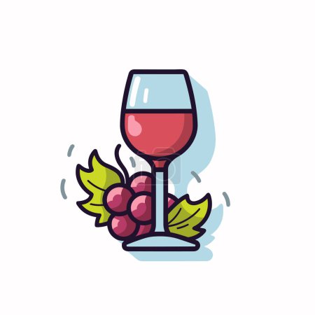 Téléchargez les illustrations : Un verre de vin et un bouquet de raisins - en licence libre de droit