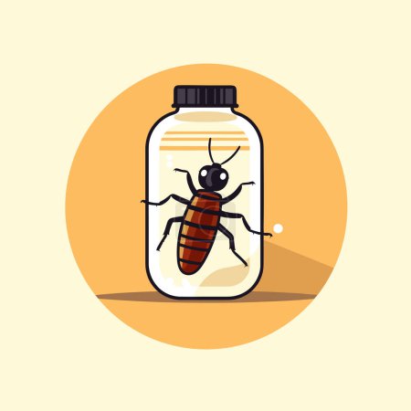 Ilustración de Un insecto en un frasco sobre un fondo amarillo - Imagen libre de derechos