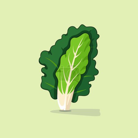 Ilustración de Una verdura de hojas verdes sobre un fondo verde - Imagen libre de derechos