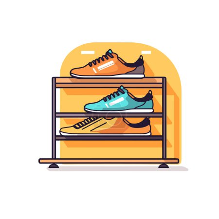 Ilustración de Un par de zapatos en un estante en una zapatería - Imagen libre de derechos