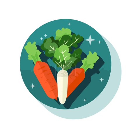 Illustration for A plate of carrots and broccoli on a blue plate - Royalty Free Image