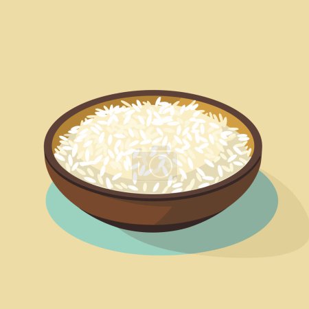 Ilustración de Un tazón lleno de arroz encima de una mesa - Imagen libre de derechos