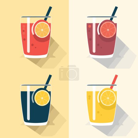 Three glasses of different types of drinks