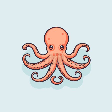 Illustration for An octopus is sitting on a blue background - Royalty Free Image
