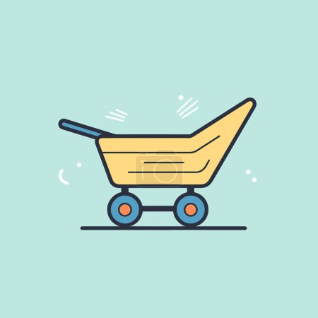 Illustration for A yellow shopping cart on a blue background - Royalty Free Image